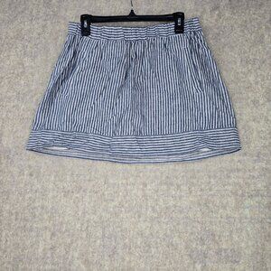 J. Crew Womens Striped Linen Blend Mini Skirt Blue/White Size M Elastic Waist